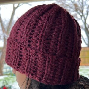 Handmade crochet ribbed beanie